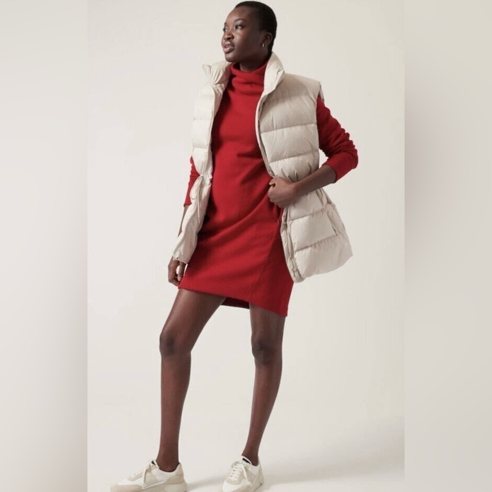 Athleta Cozy Karma Mock Neck Red Sweatshirt Dress Size 1X - Picture 4 of 9